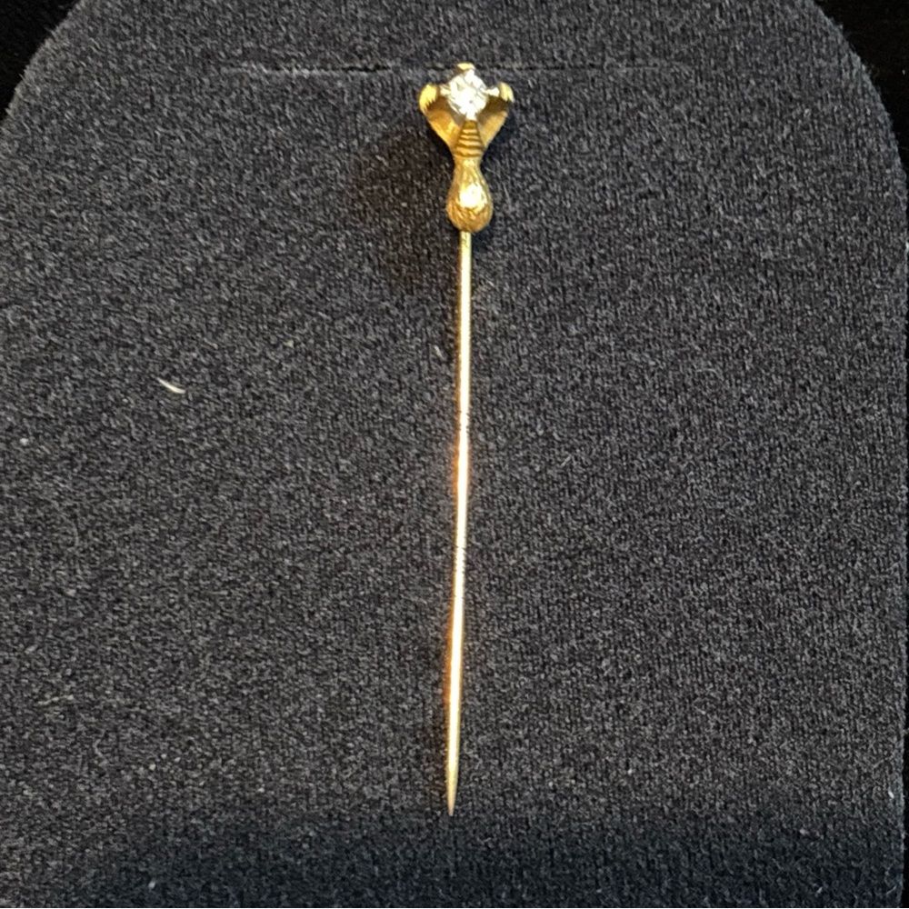 Antique 15k solid yellow gold genuine miners diamond pin from 1900-1920s